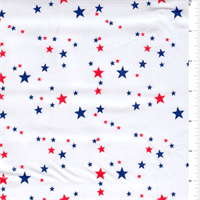 White with small blue and red stars